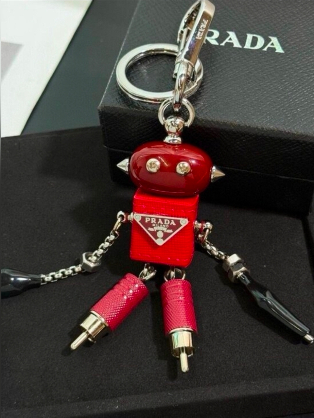 PRADA Triangle Logo Robot Keychain Bag Charm - Picture 2 of 7